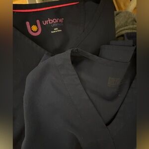2 navy blue scrub tops M